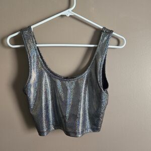 Forever 21 Iridescent Holographic Crop Tank - Silver